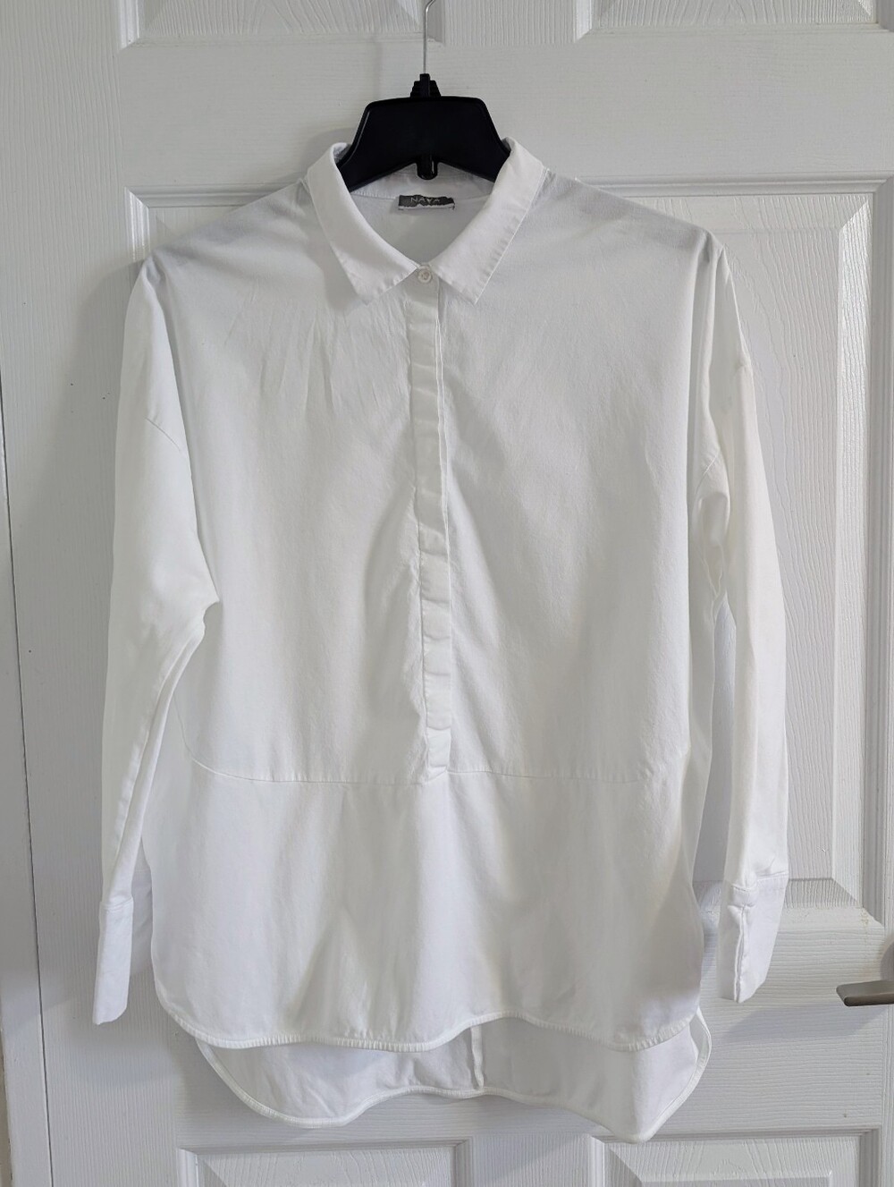 Naya White Button-Front Tunic Blouse
